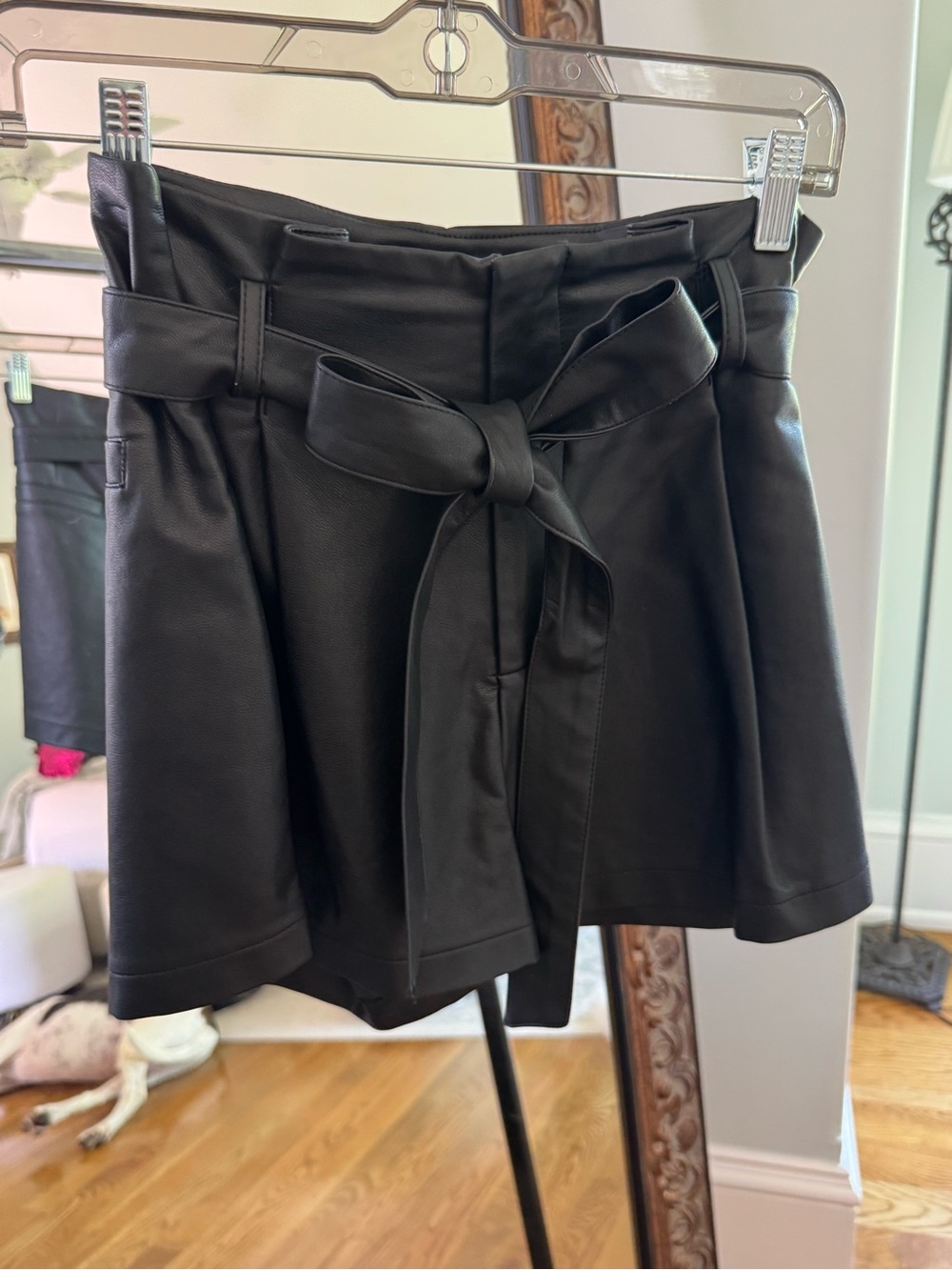 Black Faux Leather Tie-Waist Women’s Shorts